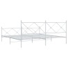 Cadre de lit métal sans matelas et pied de lit blanc 200x200 cm 