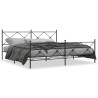 Cadre de lit métal sans matelas avec pied de lit noir 200x200cm 