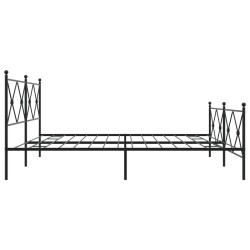 Cadre de lit métal sans matelas avec pied de lit noir 200x200cm 