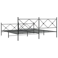 Cadre de lit métal sans matelas avec pied de lit noir 200x200cm 