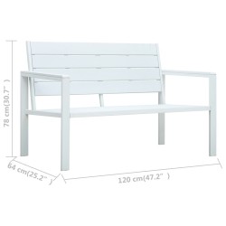 Banc de jardin 120 cm PEHD Blanc Aspect de bois 