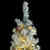 Sapin de Noël mince avec 300 LED boules et neige floquée 270 cm 