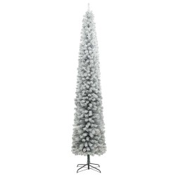 Sapin de Noël mince avec 300 LED boules et neige floquée 270 cm 