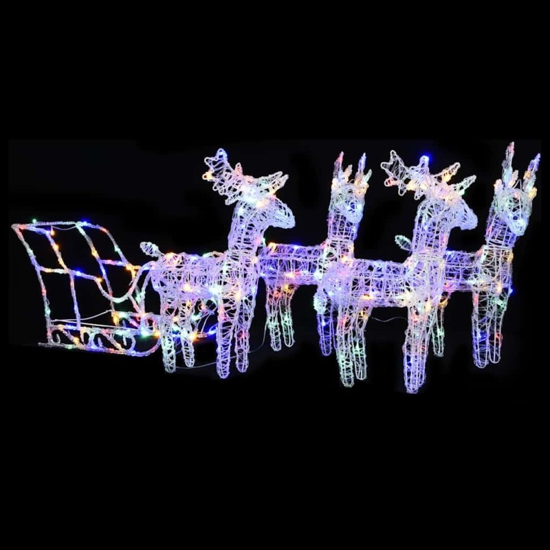 Décoration de Noël Rennes et traîneau 280x28x55 cm Acrylique 