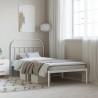 Cadre de lit métal sans matelas et tête de lit blanc 107x203 cm 
