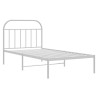 Cadre de lit métal sans matelas et tête de lit blanc 107x203 cm 