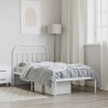 Cadre de lit métal sans matelas et tête de lit blanc 107x203 cm 