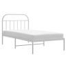 Cadre de lit métal sans matelas et tête de lit blanc 107x203 cm 