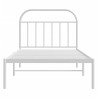 Cadre de lit métal sans matelas et tête de lit blanc 107x203 cm 