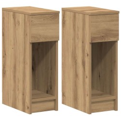 Tables de chevet avec tiroir 2 pcs chêne artisanal 20x36x60 cm 