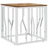 Table basse argenté acier inoxydable/bois massif récupération 