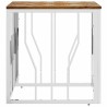 Table basse argenté acier inoxydable/bois massif récupération 