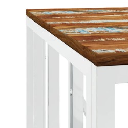 Table basse argenté acier inoxydable/bois massif récupération 