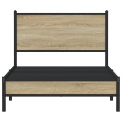 Cadre de lit en métal sans matelas chêne sonoma 100x190 cm 