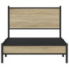 Cadre de lit en métal sans matelas chêne sonoma 100x190 cm 