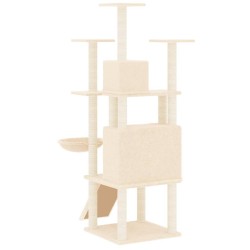 Arbre à chat avec griffoirs en sisal Crème 154 cm 