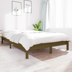 Cadre de lit sans matelas marron miel 160x200 cm bois massif 
