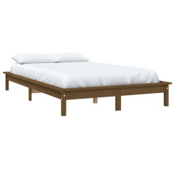 Cadre de lit sans matelas marron miel 160x200 cm bois massif 