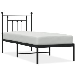 Cadre de lit métal sans matelas avec tête de lit noir 75x190 cm 