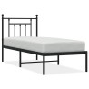 Cadre de lit métal sans matelas avec tête de lit noir 75x190 cm 