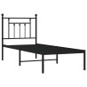 Cadre de lit métal sans matelas avec tête de lit noir 75x190 cm 