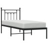 Cadre de lit métal sans matelas avec tête de lit noir 75x190 cm 