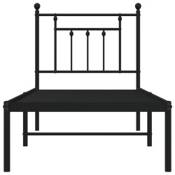 Cadre de lit métal sans matelas avec tête de lit noir 75x190 cm 