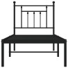 Cadre de lit métal sans matelas avec tête de lit noir 75x190 cm 