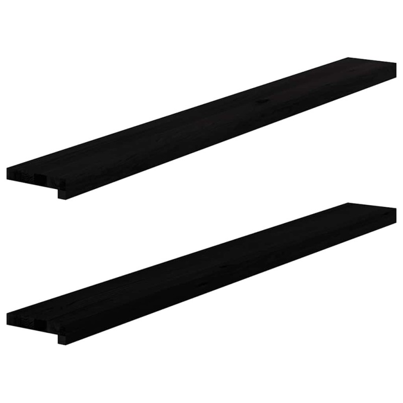 Appuis de fenêtre 2 pcs marron foncé bois de chêne massif 
