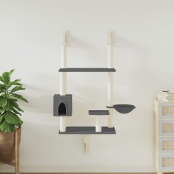 Arbre à chat mural avec griffoir gris foncé 153 cm 