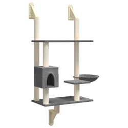 Arbre à chat mural avec griffoir gris foncé 153 cm 