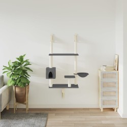 Arbre à chat mural avec griffoir gris foncé 153 cm 