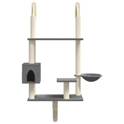 Arbre à chat mural avec griffoir gris foncé 153 cm 