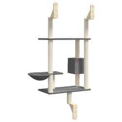Arbre à chat mural avec griffoir gris foncé 153 cm 