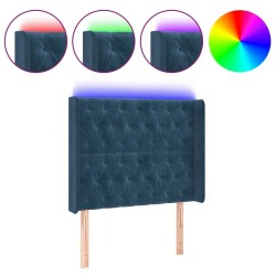 Tête de lit à LED Bleu foncé 103x16x118/128 cm Velours 