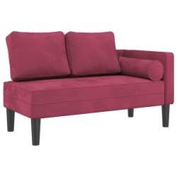 Chaise longue avec coussins rouge bordeaux velours 