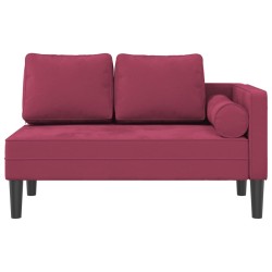 Chaise longue avec coussins rouge bordeaux velours 