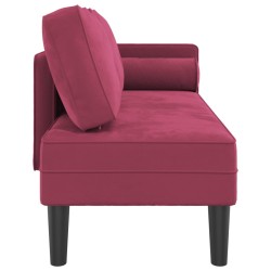 Chaise longue avec coussins rouge bordeaux velours 