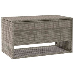 Coffre à coussins d'extérieur gris 100x55x55,5cm résine tressée 