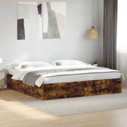 Cadre de lit sans matelas chêne fumé 200x200 cm 