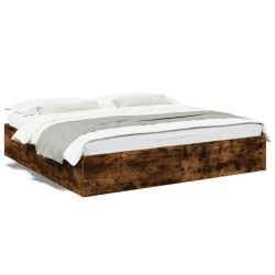 Cadre de lit sans matelas chêne fumé 200x200 cm 