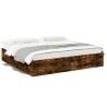 Cadre de lit sans matelas chêne fumé 200x200 cm 