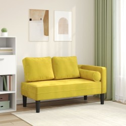 Chaise longue avec coussins jaune velours 