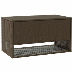 Coffre à coussins d'extérieur marron 100x55x55,5 cm polyrotin 
