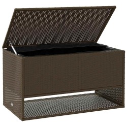Coffre à coussins d'extérieur marron 100x55x55,5 cm polyrotin 