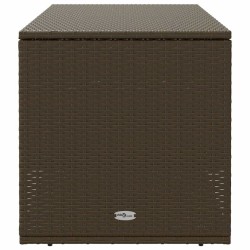 Coffre à coussins d'extérieur marron 100x55x55,5 cm polyrotin 