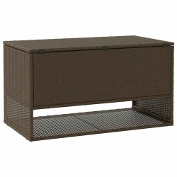 Coffre à coussins d'extérieur marron 100x55x55,5 cm polyrotin 