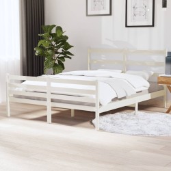 Cadre de lit sans matelas bois de pin massif 140x190 cm blanc 