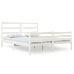 Cadre de lit sans matelas bois de pin massif 140x190 cm blanc 