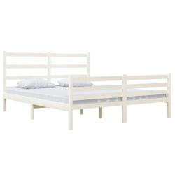 Cadre de lit sans matelas bois de pin massif 140x190 cm blanc 